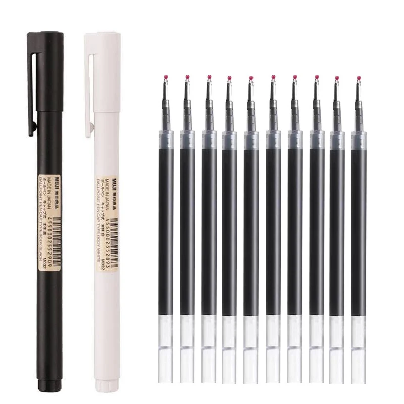 Muji Stationery Gel Pen - Penna gel nera/bianca da 0,5 mm