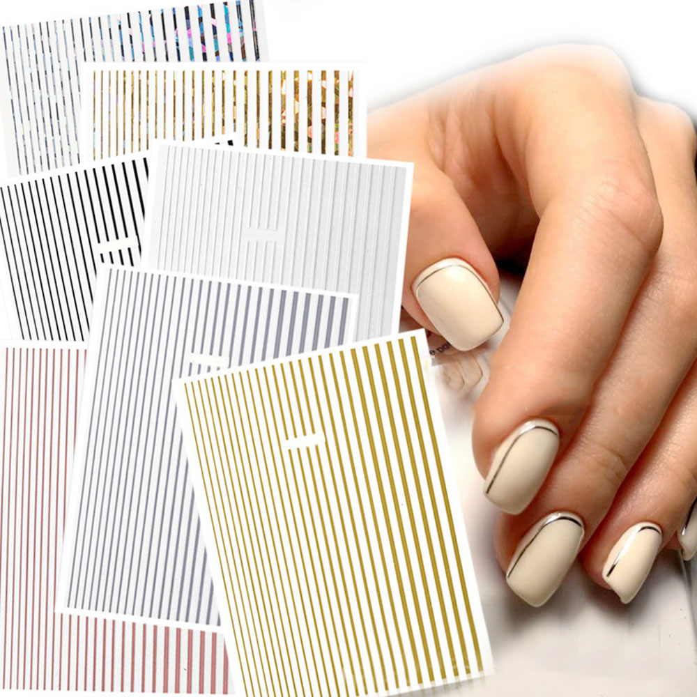 Gold Foil Flakes - 1 foglio 3D oro argento linee